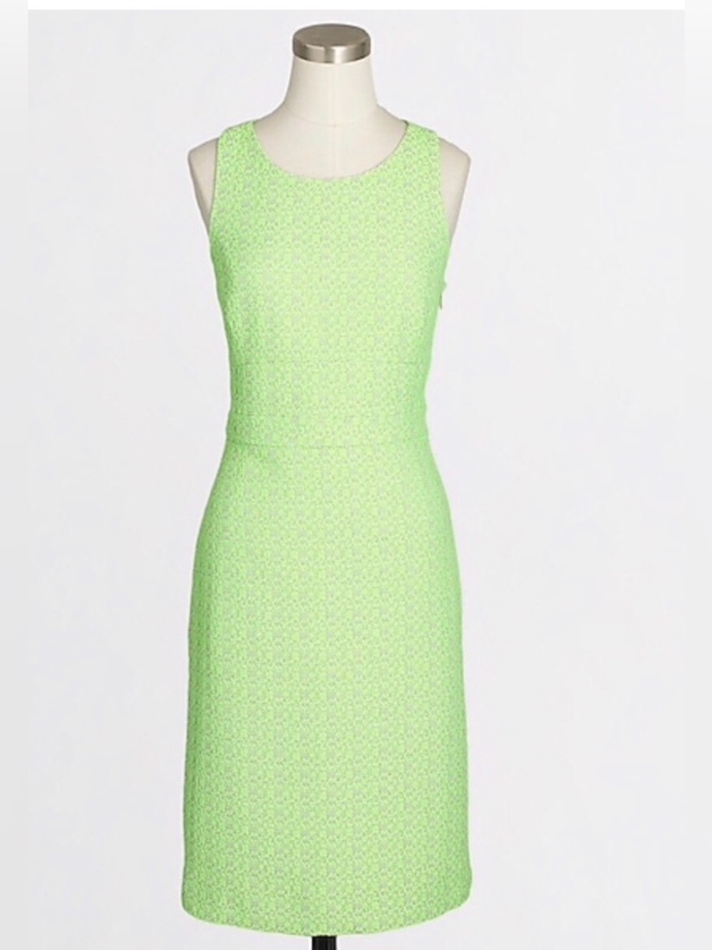 J Crew Razorback Tweed Dress Neon Green Size 0